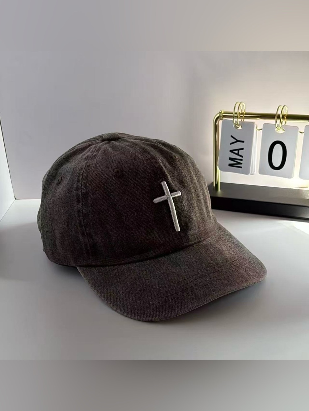 Distressed Washed Cross Baseball Cap for Men Women,Streetwear Punk Hip Hop